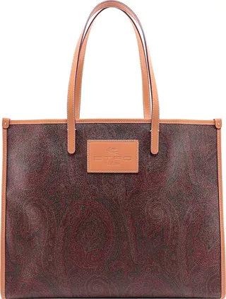 Coated canvas shoulder bag with paisley motif
