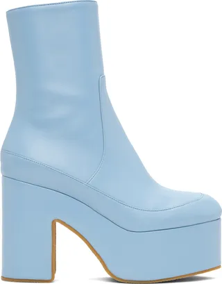 Dries Van Noten Blue Platform Boots