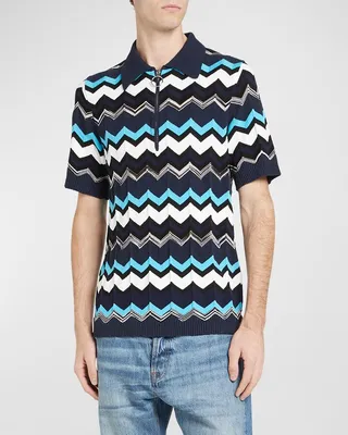 Men's Terry Chevron Knit Polo Shirt