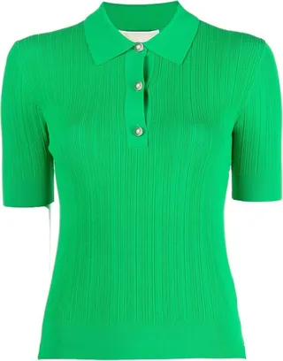 Textured Button-Placket Polo Shirt
