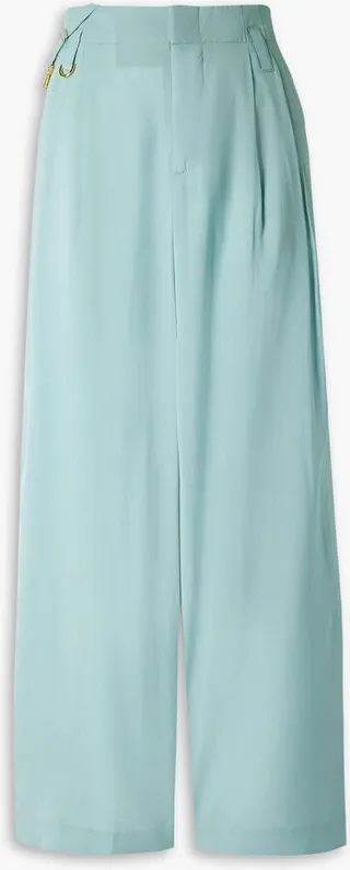 Notte pleated woven wide-leg pants