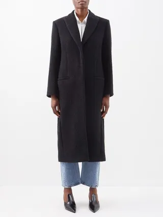 Single-breasted Wool-blend Bouclé Coat