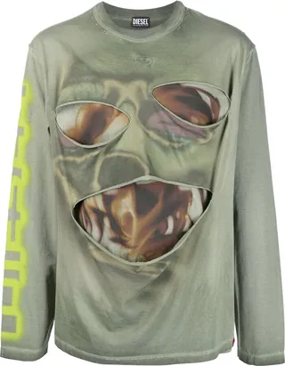 distressed-effect graphic-print T-shirt