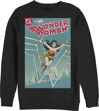 Men's Justice League Retro Comic Cover Sweatshirt - Black - 2X Large