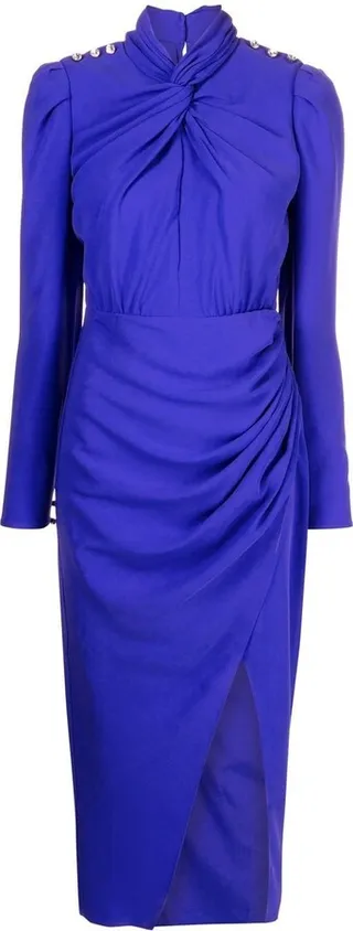 Twisted Collar Midi Dress