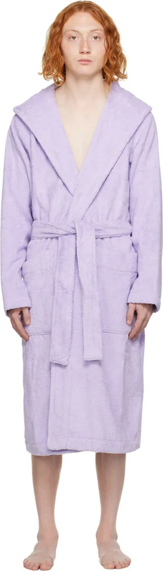 Tekla Purple Oversized Hooded Bathrobe