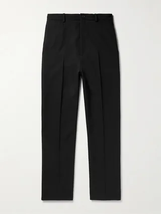 Wide-Leg Twill Trousers