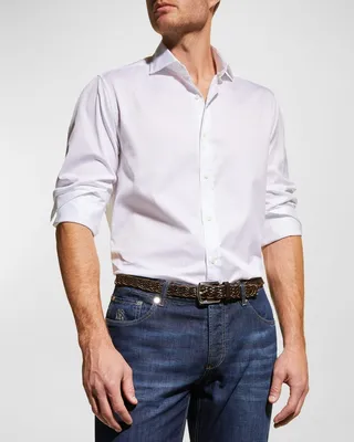 Men's Spread Collar Cotton Sport Shirt