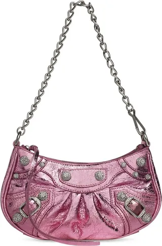 mini Le Cagole cracked metallic leather shoulder bag