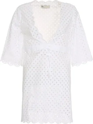 Tory Burch V-Neck Drawstring Mini Dress