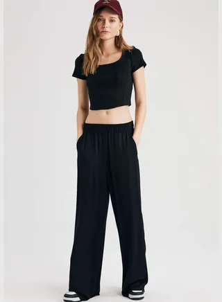 High Waisted Viscose Culottes