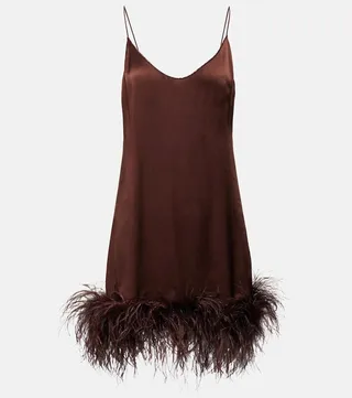 Plumage feather-trimmed minidress