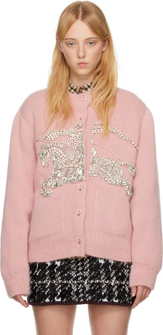 Burberry Pink Crystal EKD Cardigan