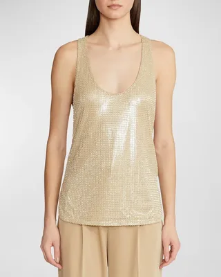 Presling Beaded Metallic Tank Top