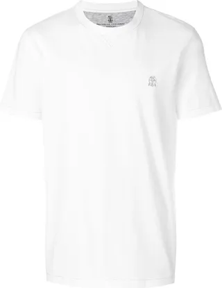 White Logo Embroidered T-Shirt