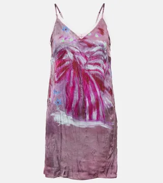 Printed satin slip dress