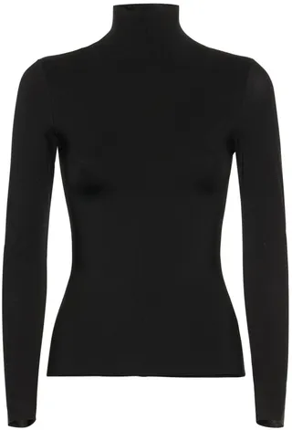 Long sleeved jersey turtleneck top