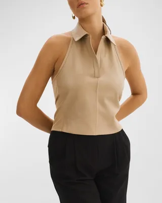 Julane Fitted Leather Halter Top