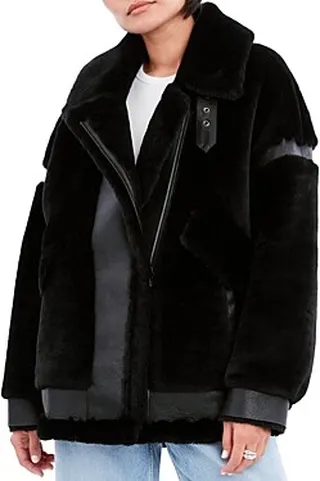 Dawn Levy Sean Geniune Shearling & Leather Coat
