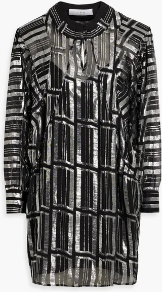 Cat metallic fil coupé silk-blend chiffon mini dress
