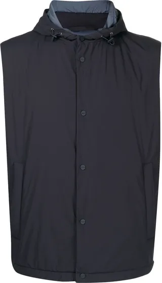 Hooded Press-Stud Sleeveless Gilet