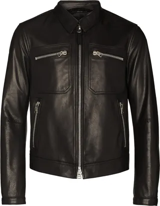 Icon zipped leather jacket