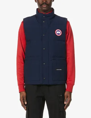 Mens Atlantic Navy Freestyle Padded lim-fit hell-down Gilet