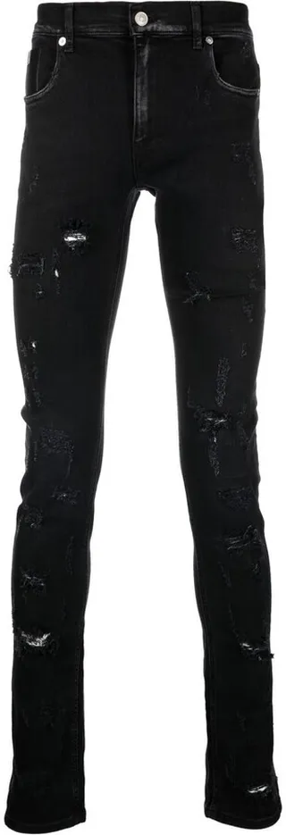 Distressed Low-Rise Skinny Jeans