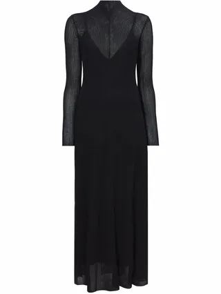 Sheer Open-Knit Midi Dress