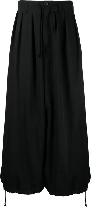 Wide-Leg Cropped Wool Trousers