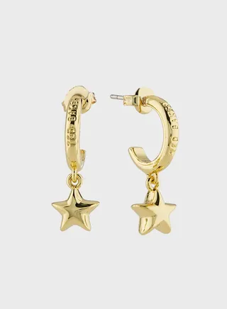 Pistela: Pillow Star Hoop Charm Earrings