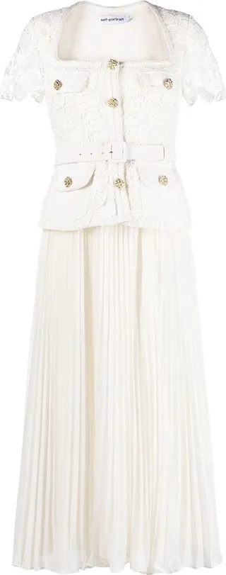 Lace Plated Midi Dress