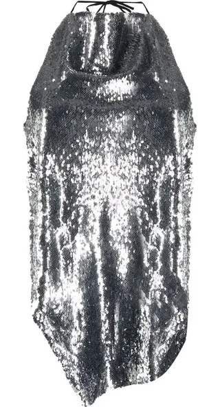 Asymmetric Halterneck Sequinned Top