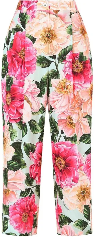 Floral-Print Cropped Trousers