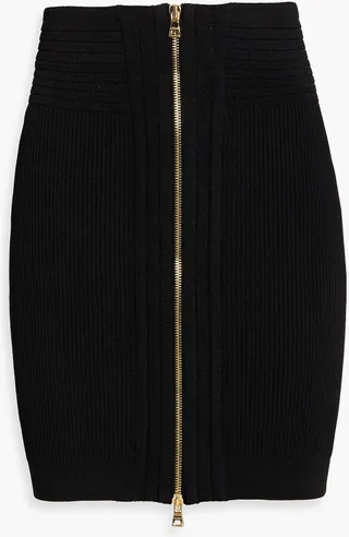 Ribbed-knit mini skirt