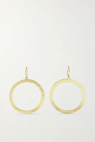 Jennifer Meyer - Large Hammered Open Circle 18-karat Gold Earrings - One size