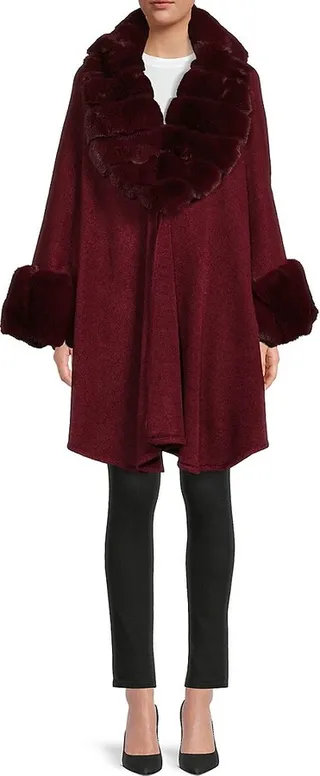 Faux Fur Trim Kimono