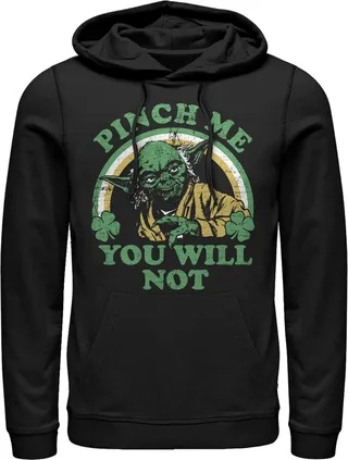 Men's Star Wars Do Not Pinch Yoda Pull Over Hoodie - Black - X Large