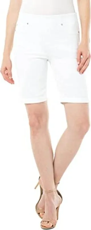 Liverpool Los Angeles Womens Petite Chloe Pull-On Bermuda Rolled Cuff 8P 7" Bright White