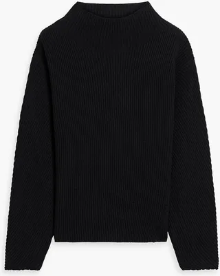 Ribbed wool-blend turtleneck sweater