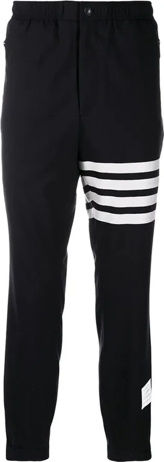 Snap Front Elastic Waist Track Trouser Navy