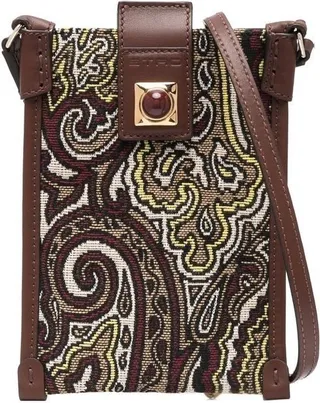 Jacquard Leather-Trim Shoulder Bag