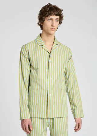 Unisex Green Stripe Cotton Pyjama Top