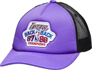 Men's Purple Los Angeles Lakers Back-to-Back Nba Finals Champions Hardwood Classics Trucker Snapback Adjustable Hat