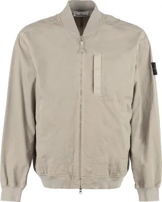 Stone Island Logo Patch Zip-Up Bomber Jacket