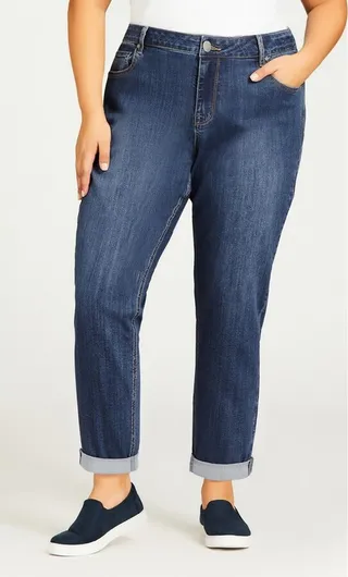 AVENUE | Women's Plus Size Girlfriend Stretch Jean Mid Wash - petite length - 30W