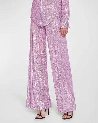 Sequin Wide-Leg Pants