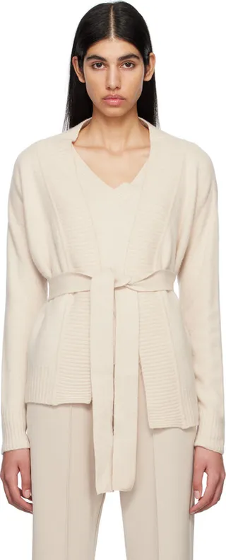 Max Mara Leisure Beige Belted Cardigan