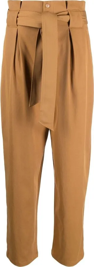 Belted Paperbag-Waist Trousers