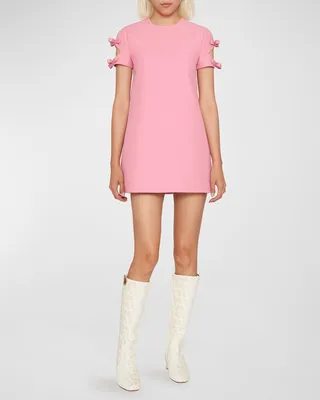 Crepe Couture Mini Dress with Bows